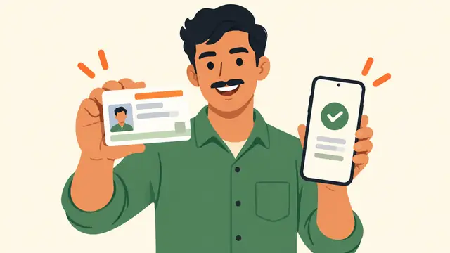 आधार माहिती तपासणारा नागरिक — प्रातिनिधिक AI चित्र